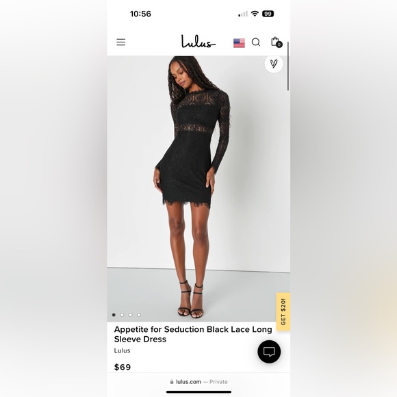 Lulus Women's Black Appetite For Seduction Long Sleeve Lace Dress Size XS - Picture 2 of 5